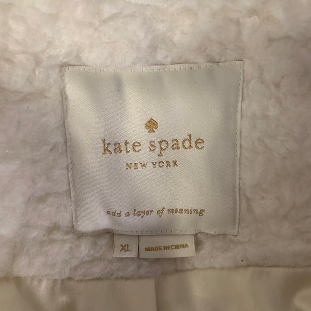 KATE SPADE Size XL Cream Acrylic Blend Faux Fur Peacoat - Picture 5 of 6